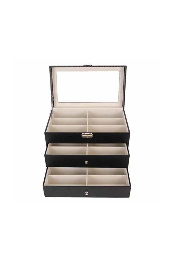 Boîte de Rangement pour Lunettes, Boîte de Rangement pour Lunettes de Soleil, Fibre de Carbone à 3 Couches, Peu Encombrante, 