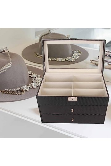 Boîte de Rangement pour Lunettes, Boîte de Rangement pour Lunettes de Soleil, Fibre de Carbone à 3 Couches, Peu Encombrante, 