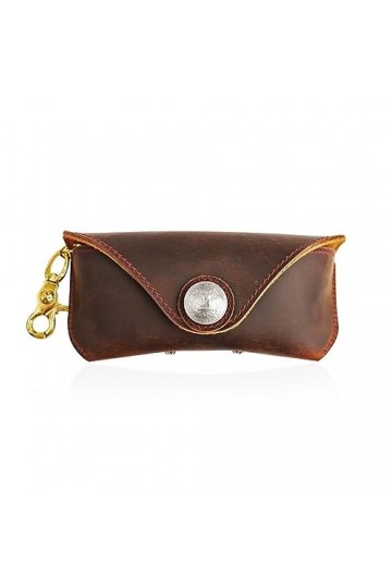 YIORYO Étui à lunettes en cuir, étui à lunettes et lunettes de soleil en cuir véritable avec fermeture à bouton