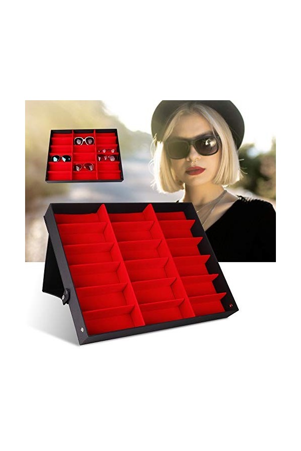 Pongnas Boîte à Lunettes, Boîte à Bijoux, Boîte de Rangement pour Lunettes, 18 Treillis de Boîte à Lunettes, Lunettes Accesso