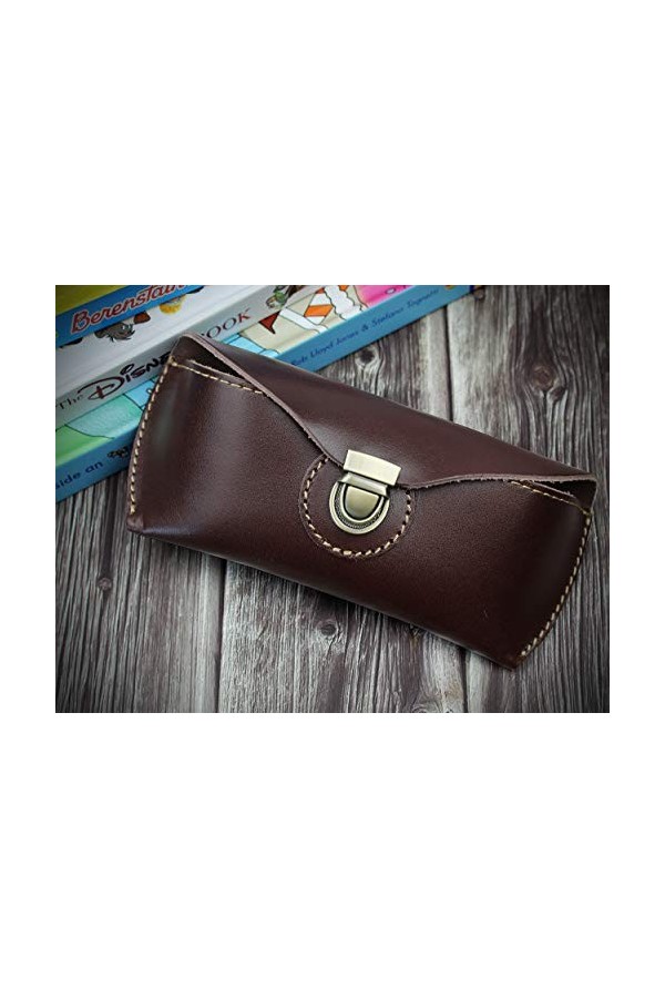 DK86 Étui à lunettes en cuir véritable pour homme et femme - - Large
