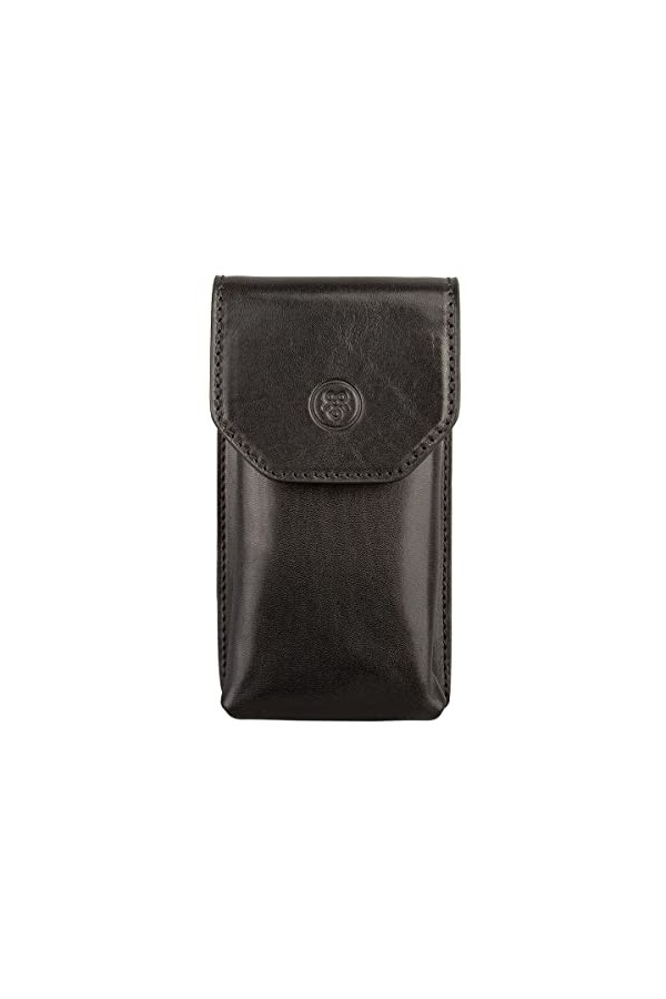 Maxwell Scott Etui à Lunettes à Rabat en Cuir Italien - Gabbro Noir