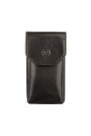 Maxwell Scott Etui à Lunettes à Rabat en Cuir Italien - Gabbro Noir
