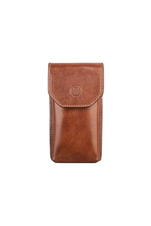 Maxwell Scott Etui à Lunettes à Rabat en Cuir Italien - Gabbro Noir