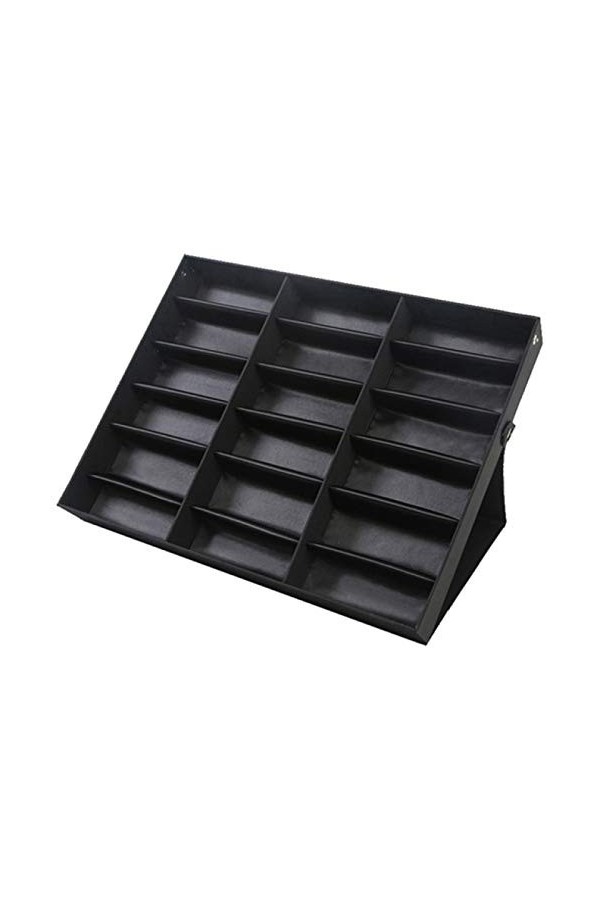 BECCYYLY Étui à Lunettes Boîte de Rangement pour Lunettes de Soleil Noir 18 Grille, Monture de Lunettes, étui à Lunettes, étu