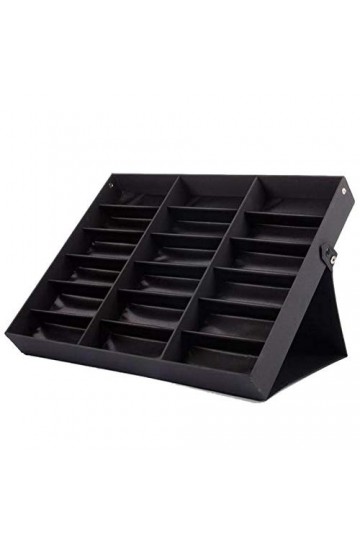 BECCYYLY Étui à Lunettes Boîte de Rangement pour Lunettes de Soleil Noir 18 Grille, Monture de Lunettes, étui à Lunettes, étu