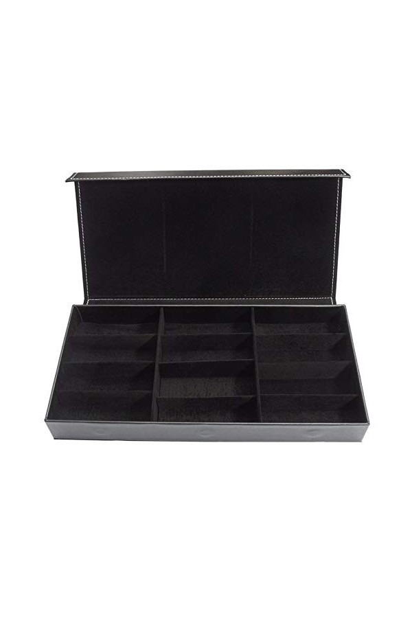 BECCYYLY Étui à Lunettes 12 Grille Noire Étui à Lunettes en Bois PU Boîte de Rangement pour Lunettes de Soleil