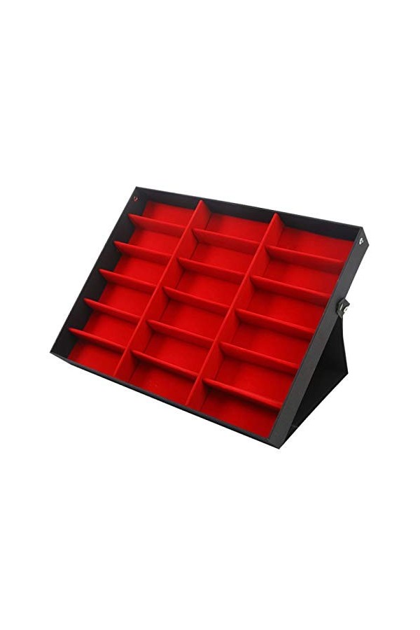 BECCYYLY Étui à Lunettes Boîte de Rangement pour Lunettes de Soleil Rouge à 18 grilles Boîte de Rangement pour Lunettes