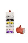 MEGREZ Boîte de rangement pliable à 6 emplacements pour lunettes de soleil - En cuir - Pour voyage - Pour femme - Rouge et ma