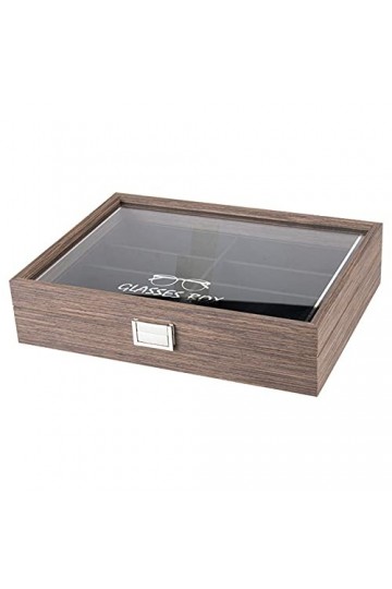 Femmes Hommes Organisateur de Lunettes de Soleil, Femmes Hommes Retro Wooden 8 Slots Lunettes Lunettes de rangement Boîte de 