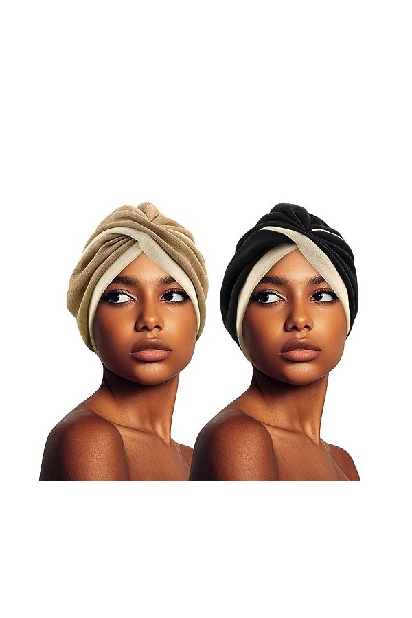 Xiangmall Chapeau de Chimio Slouchy Beanie Hat Turban Cheveux Musulmane Bonnet de Sommeil pour Cancer Perte de Cheveux Noir 