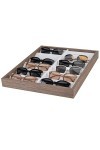 Femmes Hommes Organisateur de Lunettes de Soleil, Classic Vintage Wooden Stackable 12 Slots Sunglasses Display Tray Glasses H