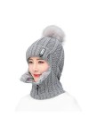 Surakey Bonnet Femme Hiver Bonnet Balaclava en Tricot avec Cache-Cou,Cagoules Femme Polaire Balaclava Chapeau, Masque de Ski 