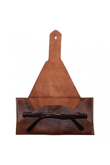 Hide & Drink, Étui de protection en cuir pour lunettes de soleil - Fait main - Marron bourbon, marron, Small
