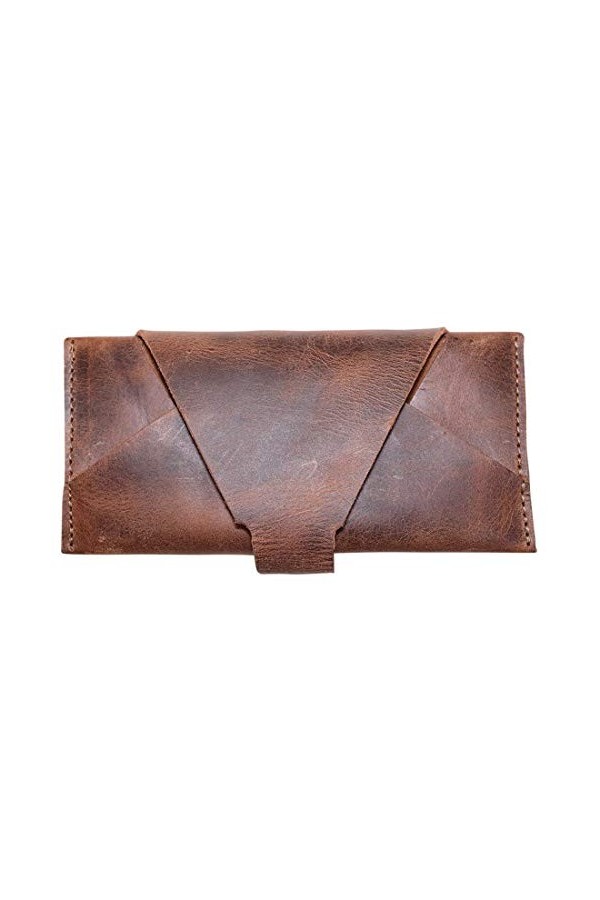 Hide & Drink, Étui de protection en cuir pour lunettes de soleil - Fait main - Marron bourbon, marron, Small