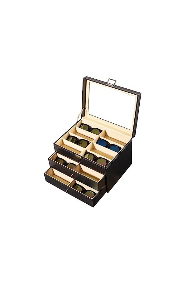 YIORYO Organisateur de lunettes de soleil, boîte de rangement for lunettes, vitrine à 3 couches for lunettes de soleil, organ