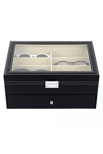 LNCHJUN Vitrine de Lunettes de Soleil Verres à Double Couche de Grande capacité Verres de Rangement Boîte de Soleil Sunglasse