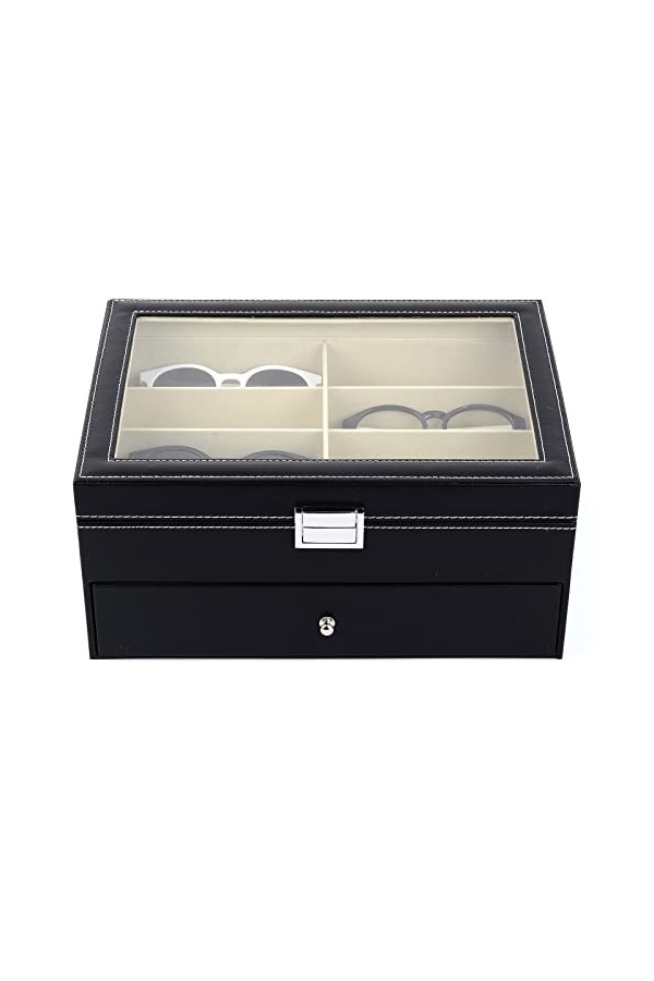 LNCHJUN Vitrine de Lunettes de Soleil Verres à Double Couche de Grande capacité Verres de Rangement Boîte de Soleil Sunglasse