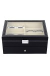 LNCHJUN Vitrine de Lunettes de Soleil Verres à Double Couche de Grande capacité Verres de Rangement Boîte de Soleil Sunglasse