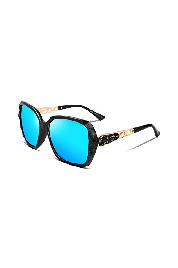 FEISEDY Lunette de Soleil Femme Polarisées Protection UV400 Surdimensionnées Lunettes Classique Grand Cadre Lunettes de Solei