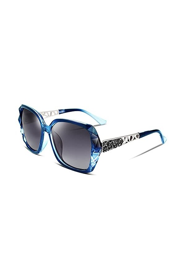 FEISEDY Lunette de Soleil Femme Polarisées Protection UV400 Surdimensionnées Lunettes Classique Grand Cadre Lunettes de Solei