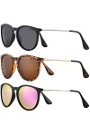 Ulknyss Lunette de soleil femme polarisées Lunettes de soleil ronde Rétro Vintage pour Conduite Voyager la Protection UV400