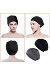 2 Pièces Bonnet de Nuit, XCOZU Élastique Slouch Beanie Bonnet Coton Femme Homme, Unisexe Bonnet Jersey Satin Bonnet Slouchy p