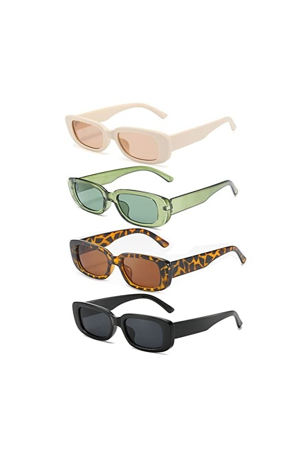 Unning Lunettes de soleil Femme Rectangulaires Vintage Rétro Mode Lunettes de soleil Pour Femmes