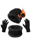 flintronic Bonnet Écharpe et Gants à Écran Tactile, Tricotés Ensemble dhiver Bonnet écharpe Gants décran Tactile Homme Femm