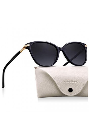 AVAWAY Cat-eye Lunettes de Soleil Femme Polarisées Vintage UV400 Protection Catégorie.3 Conduire Voyager AV502