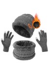 flintronic Bonnet Écharpe et Gants à Écran Tactile, Tricotés Ensemble dhiver Bonnet écharpe Gants décran Tactile Homme Femm