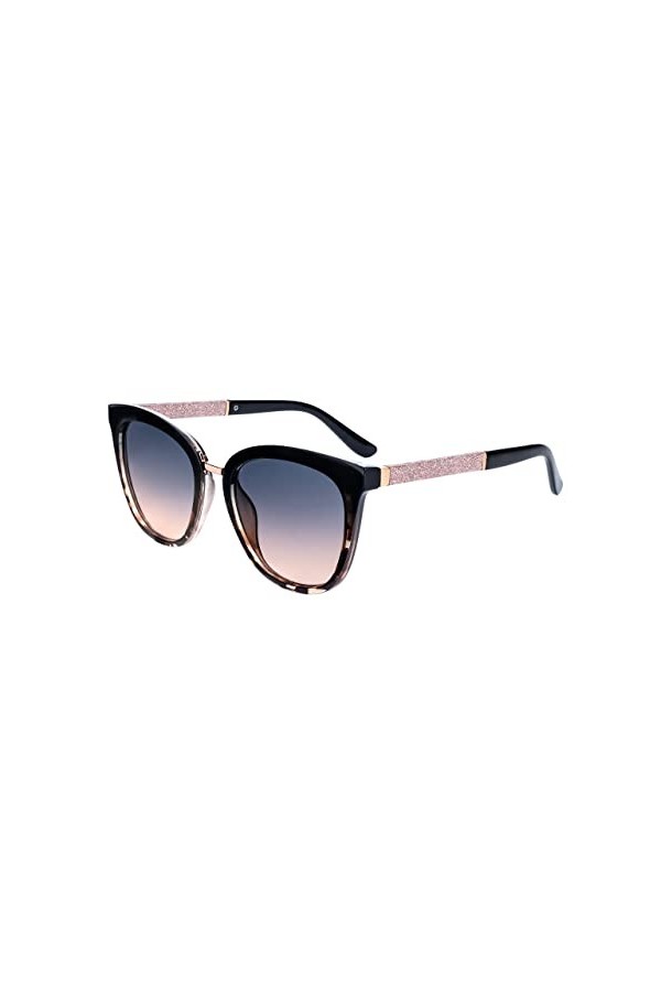 SQUAD Lunettes de soleil Pour Femme, Des lunettes La demoiselle Carré Bleu Rose Dégradé avec des paillettes roses