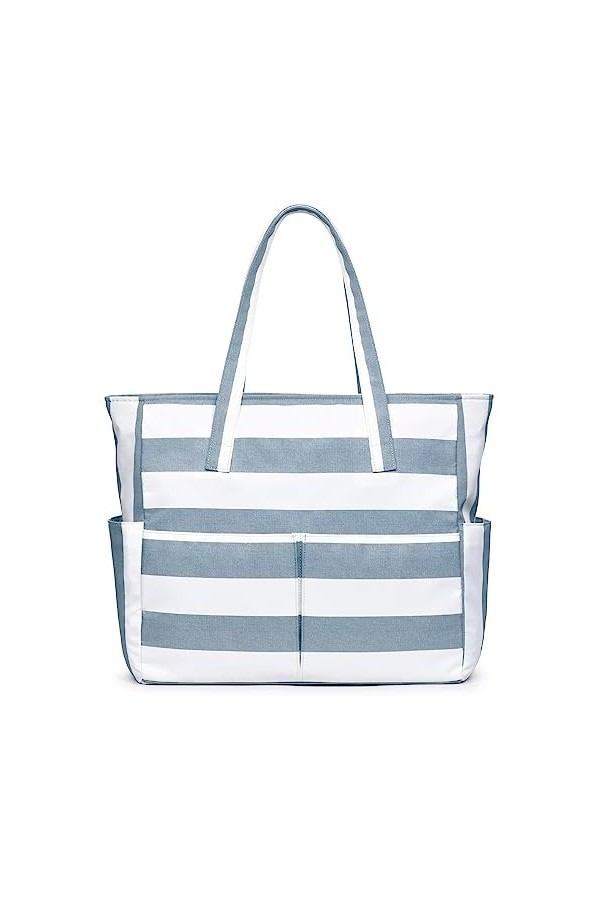 oscaurt Sacs de plage pour femmes, sac de plage imperméable avec 9 poches, grand sac fourre-tout avec fermeture éclair, essen