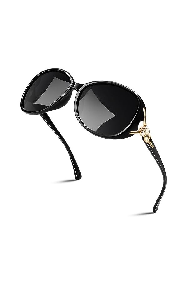Sunier Lunettes de Soleil Femme Polarisées, Lunettes de Soleil Surdimensionnées Mode, Protection UV400