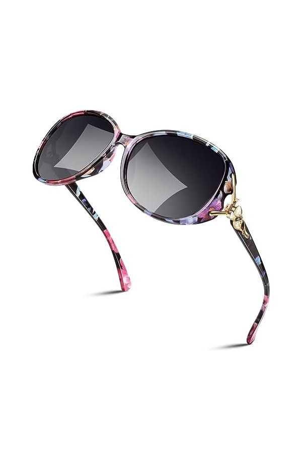 Sunier Lunettes de Soleil Femme Polarisées, Lunettes de Soleil Surdimensionnées Mode, Protection UV400