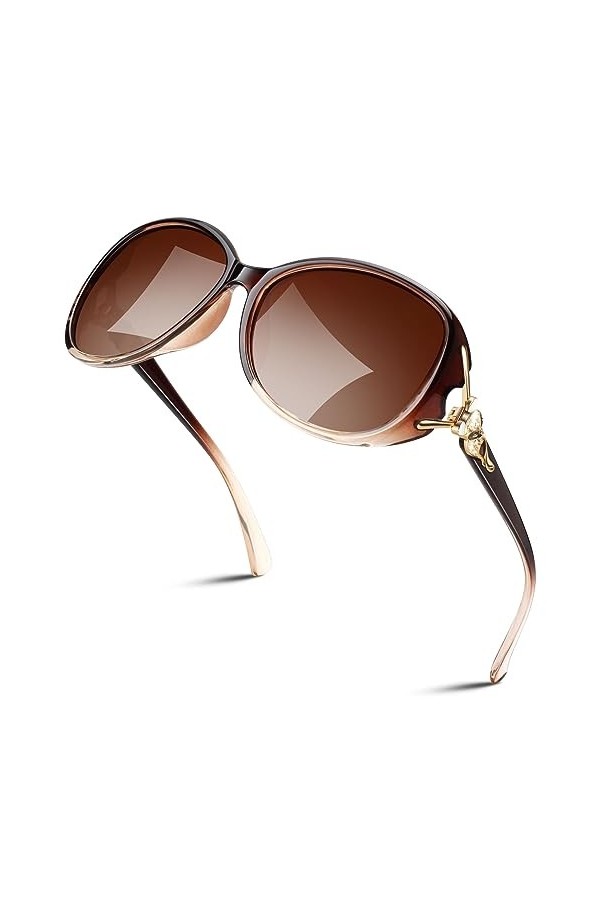 Sunier Lunettes de Soleil Femme Polarisées, Lunettes de Soleil Surdimensionnées Mode, Protection UV400