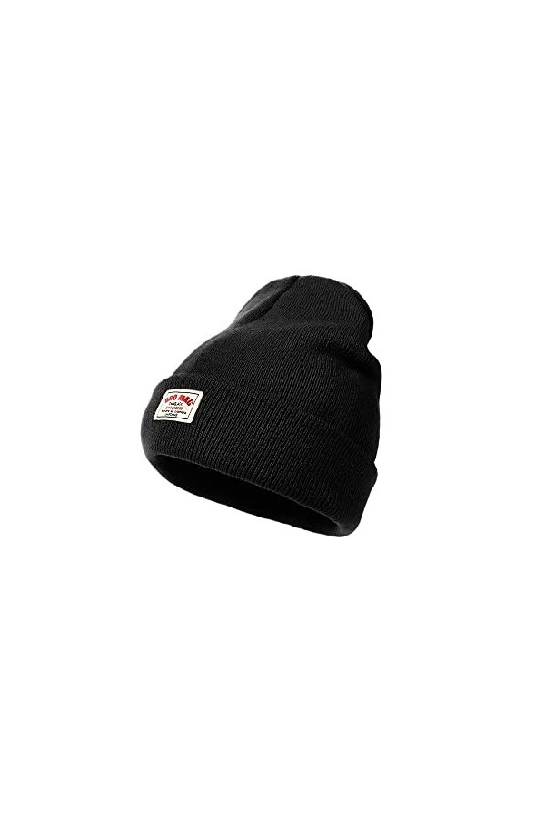 Bonnet pour Homme Femme Unisexe Winter Beanie Hat Chapeau de Crâne à Revers Chunky Knit Cuffed Bonnet Élastique Tricoté Doux 