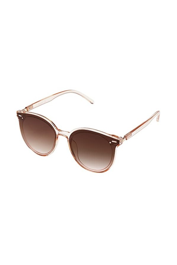 SOJOS Lunettes de Soleil Ronde pour Femme Fashion Nouveau Modèle SJ2067 avec clair Marron Cadre/Marron Polarisé Lentille