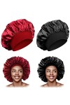 Satin Bonnet, Bonnet de Nuit en Satin pour Femme, Bonnet de Sommeil en Soie, Bonnet de Nuit Bonnet, 2 pièces réglables en Soi