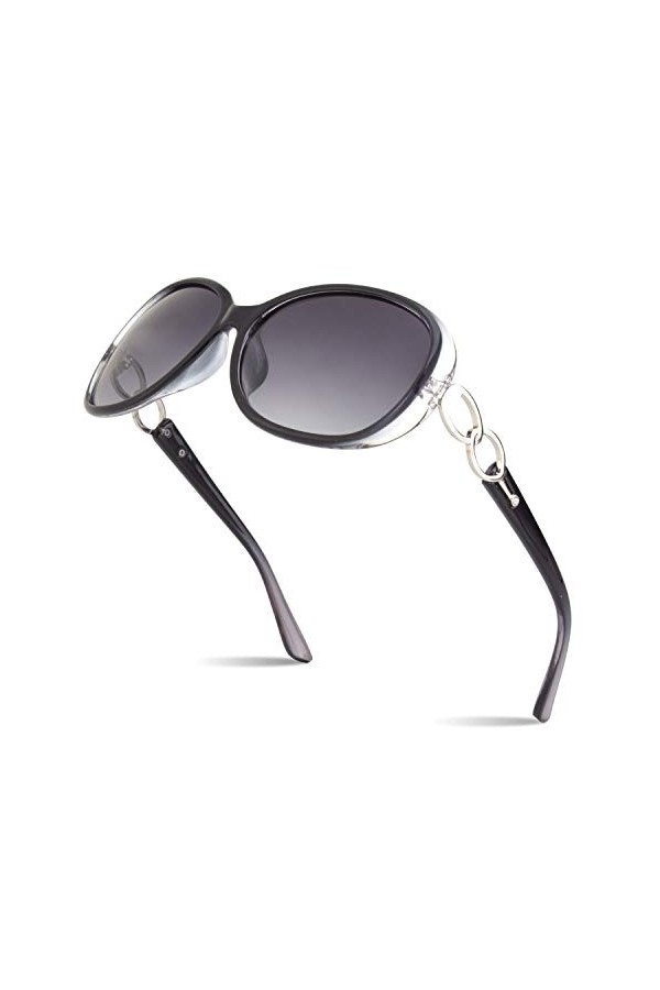 Sunier Lunettes de Soleil Femme Polarisées Grand Cadre Designer surdimensionné Protection UV400