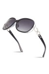 Sunier Lunettes de Soleil Femme Polarisées Grand Cadre Designer surdimensionné Protection UV400