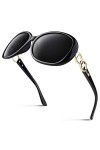 Sunier Lunettes de Soleil Femme Polarisées Grand Cadre Designer surdimensionné Protection UV400