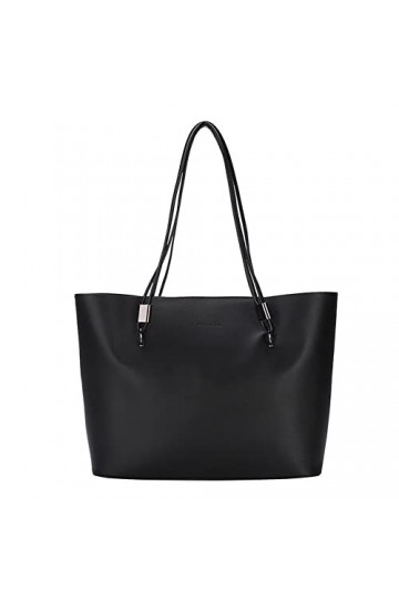 Teogneot Sac Cabas Femmes Grand PU Cuir Sac de Cours Sac Ordinateur Portable Sac a Main pour Les Cours,Noir