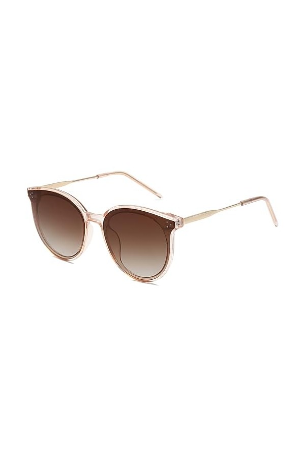 SOJOS Ronde Lunettes de Soleil pour Femme Fashion Trop Grand DOLPHIN SJ2068 avec Marron Cadre/Marron Lentille