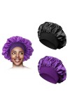 Satin Bonnet, Bonnet de Nuit en Satin pour Femme, Bonnet de Sommeil en Soie, Bonnet de Nuit Bonnet, 2 pièces réglables en Soi