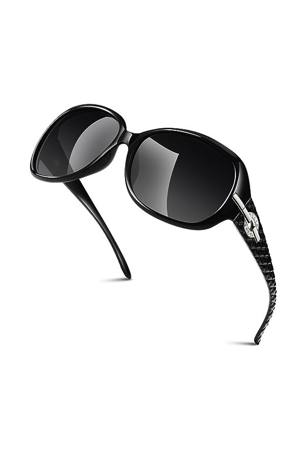 GQUEEN Lunettes de Soleil Femme Polarisée Surdimensionnées Protection UV400 Mode et Lunette de Soleil Classique Grand