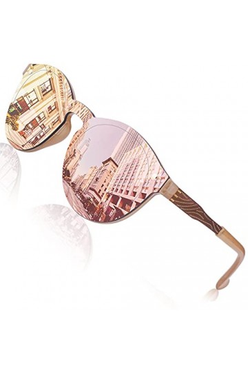 GQUEEN Lunettes de Soleil Femme Rétro Miroir Classique Ronde Bouclier de Sans Jante Lens Protection UV Vintage Lunettes,Rose 