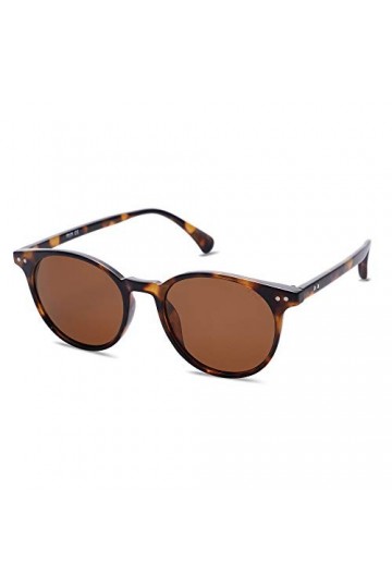SOJOS Lunettes De Soleil Polarisé Pour Femmes Et Hommes Petit Ronde Classique Style UV400 Verre SJ2113 Avec Monture Tortoise/