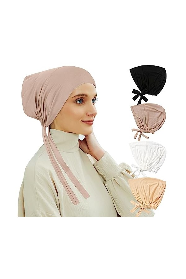 VGMANNTA Bonnet Hijab Bonnet Turban Bonnet Hijab Femme Bonnet sous Hijab Hijab Foulard Femme Musulmane Bonnet Turban Femme Hi