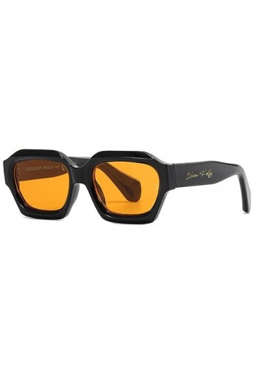 SHEEN KELLY Lunettes de soleil homme femme à La Rétro Mode Épais Hexagone cadre orange 80s Lunettes